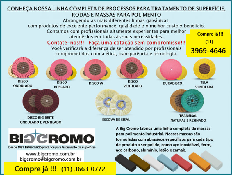 Disco e Massa Para Polimento De Metais - Fabricamos