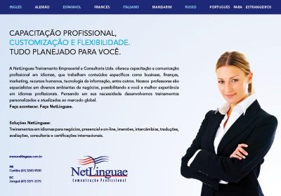 NetLinguae: Inglês, Alemão, Espanhol, Francês, Mandarim. Presencial e por e-Learning