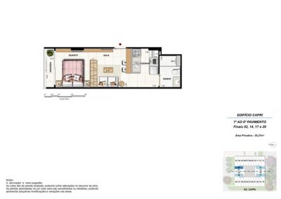 DUE CAPRI - Apto 1 qto 30,27m² no Noroeste