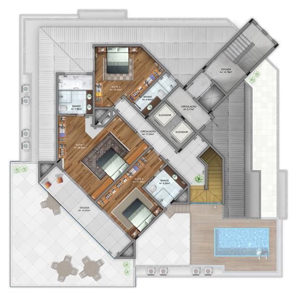 Plaza Mayor residencial em Criciúma Centro alto padrão