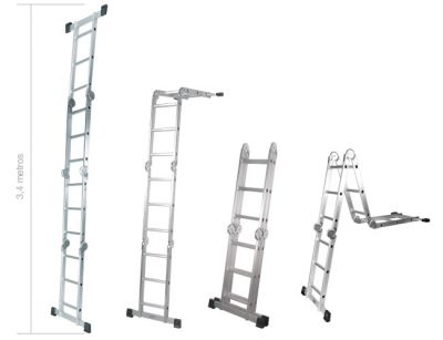 ESCADA MULTIUSO SUPER LADDER + LUMINÁRIA DOT IT PRATA