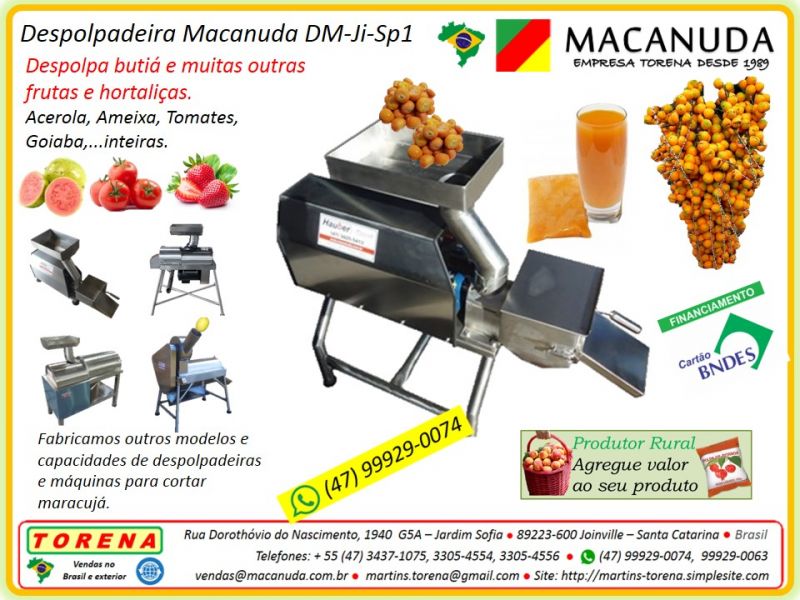 Máquina Profissional para despolpar butiá, Marca Macanuda