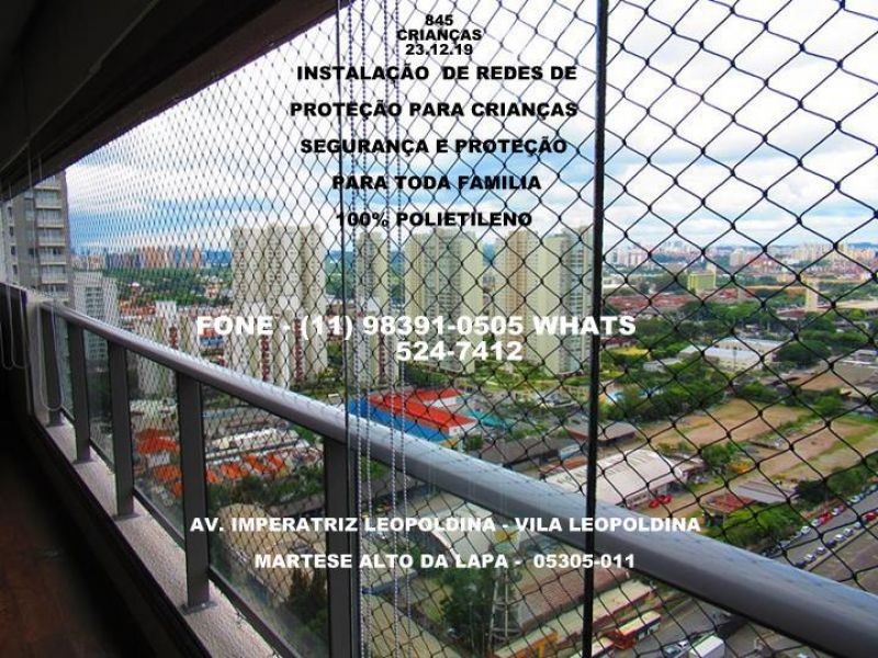 Instalação de Redes de Proteção na Vila Leopoldina, (11)  98391-0505 zap 