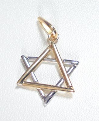 ESTRELA DE DAVI PINGENTE DE OURO BRANCO E AMARELO