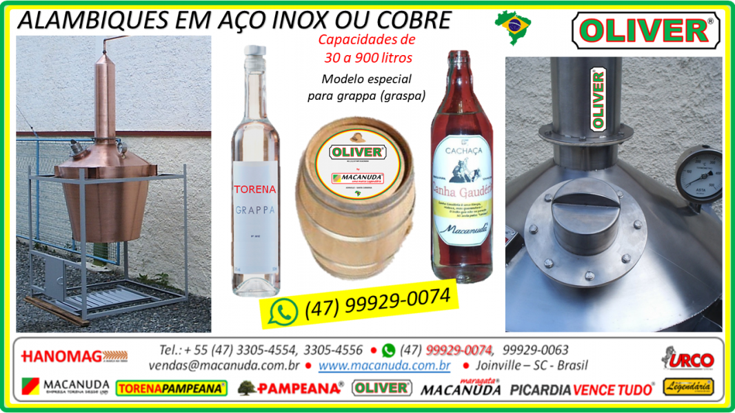Alambique Completo em Aço Inox OLIVER Fabricação MACANUDA