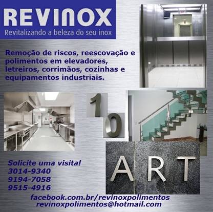 Remoção de riscos e polimentos em elevadores e aço inox em geral