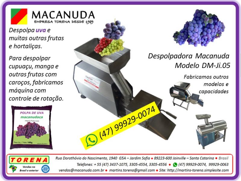 Fábrica de Máquinas para despolpar frutas, marca Macanuda