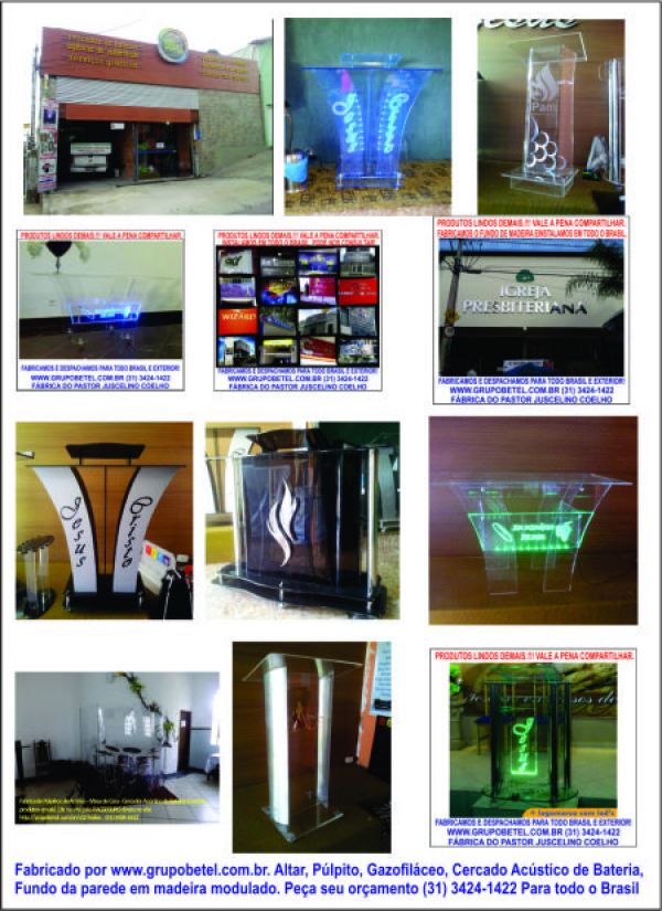 Fábrica de Púlpitos de Acrílico - Mesa de Ceia - Cercados Acústico de Bateria - Letreiros Metálicos