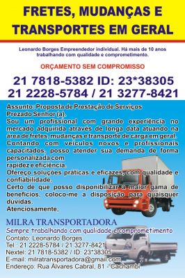 Fretes e Mudanças Milra Transportadora