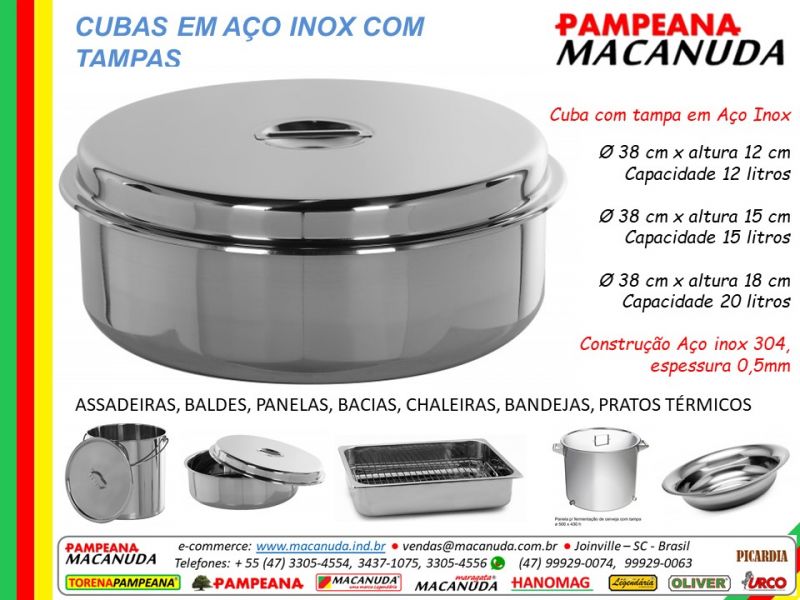 Cuba Redonda 20 Litros Fabricada em Aço Inox MACANUDA