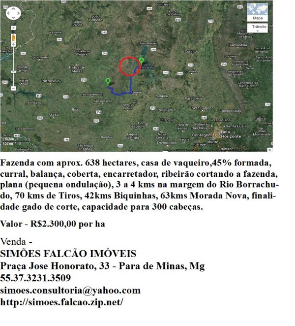 Fazenda 600 Ha. Tiros , Mg