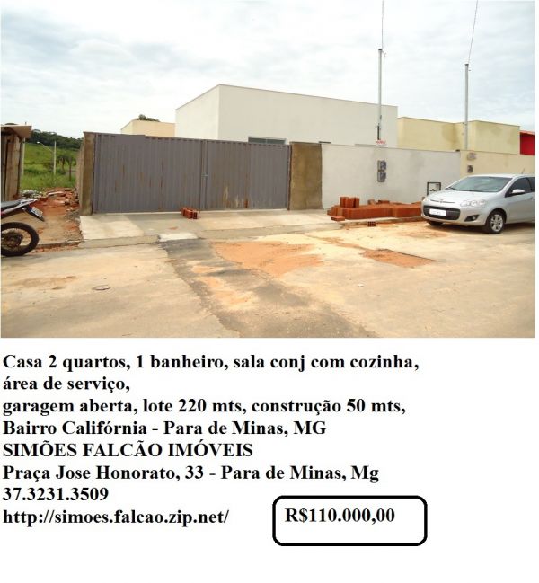 Casa nova 2 quartos em para de minas, mg
