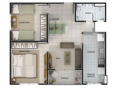 Apartamento com vista para o mar.