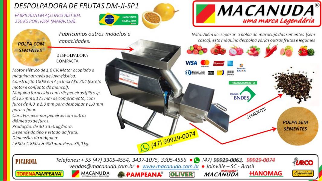Mini Fábrica de Polpa de Frutas Máquinas Macanuda