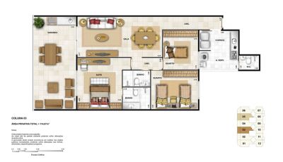 Dubai Gold apartamento 3 quartos recreio 100m² da praia