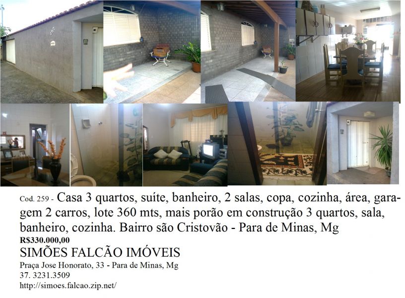 Casa 3 quartos bairro sao cristovao , para de minas, mg 