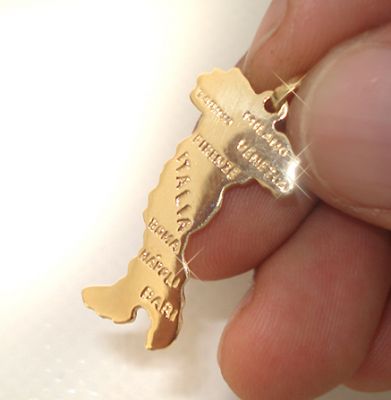 ITÁLIA COM SUAS PRINCIPAIS CIDADES PINGENTE DE OURO 18KL