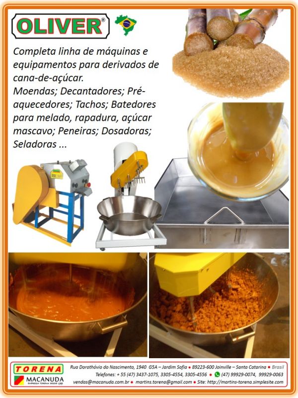 Açúcar Mascavo, Máquinas e equipamentos para fabricação marca Oliver