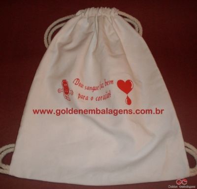 MOCHILA EM ALGODÃO, BRIM, SARJA, CETIM, TNT, CHITA