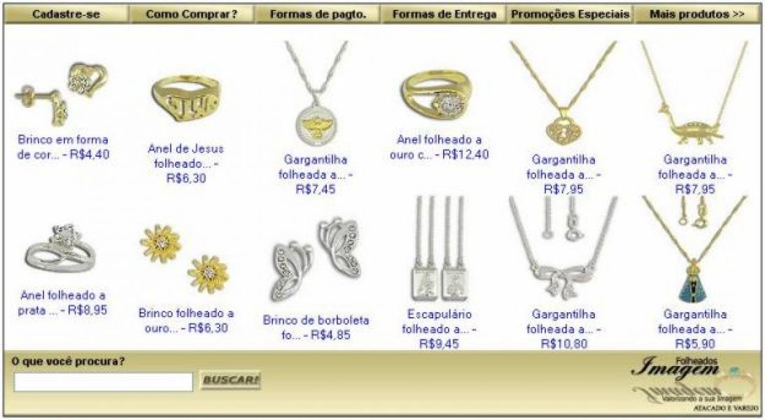 Bijuterias  folheados a ouro e prata
