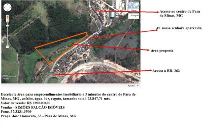 Area 73.000 mts em Para de Minas, MG 