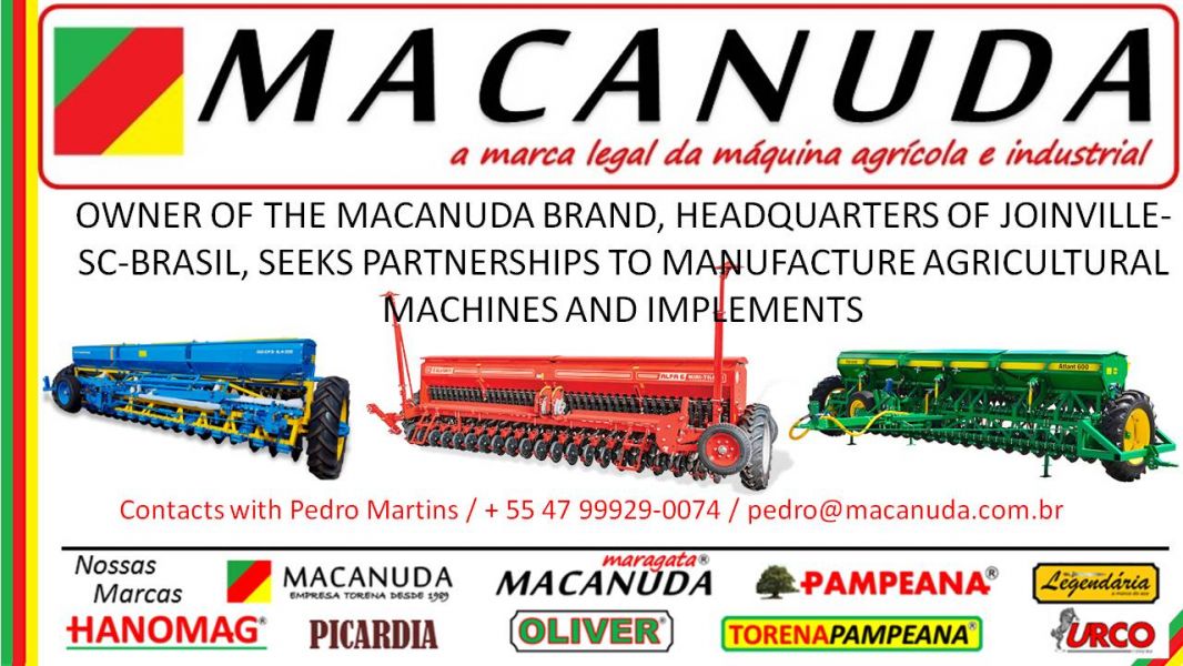 DONA DA MARCA MACANUDA Máquinas busca fabricantes de adubadeiras