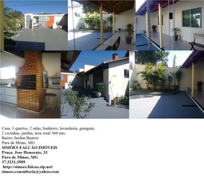 casa em para de minas, mg 3 quartos ,b.jardim beatriz