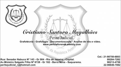Perito e Assistente técnico Cristiano Santoro em Grafotécnico, Documentoscopia - RJ, SP, MG, ES, PB,