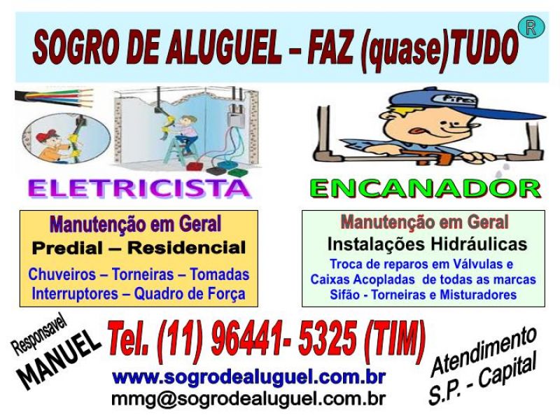 FAZ TUDO - SOGRO DE ALUGUEL - Eletricista e Encanador