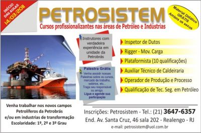 Cursos na àrea de Petróleo e Gás