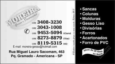 MOREIRA GESSO FORROS DIVISÓRIAS E DECORAÇÕES 