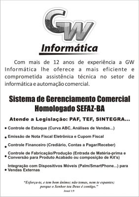 GW INFORMATICA-VENDAS E ASSISTENCIA TECNICA COMPUTADOR, NOTEBBOK, IMPRESSORA, CONSERTO, MANUTENÇAO
