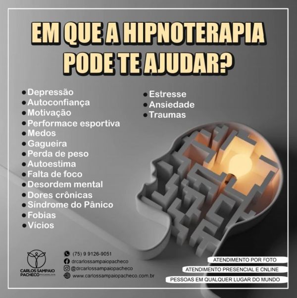 HIPNOSE CLÍNICA ONLINE e PRESENCIAL 75 991269051 whatsapp