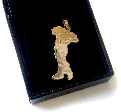 ITÁLIA COM SUAS PRINCIPAIS CIDADES PINGENTE DE OURO 18KL