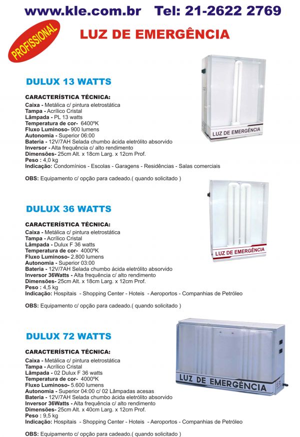 Luz de Emergência Elevador Dulux 13W