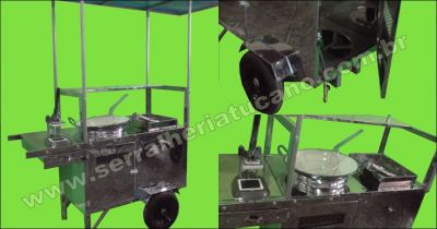 Carrinho de Batata frita com toldo em aço inox 