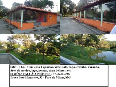 sitio proximo a Para de Minas, MG , 10 ha 2.5 Km BR. 262 , com casa 4 quartos 