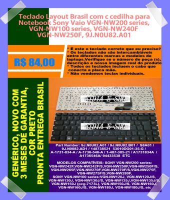 Teclado com ç BR para Note Sony Vaio VGN-NW 100 200 Series