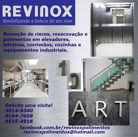 Remoção de riscos e polimentos de elevadores e inox em geral