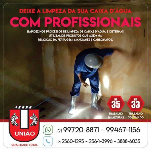 Profissionais para limpeza de caixas de água