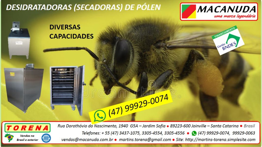 Pólen desidratado, Desidratadoras em aço inox marca Macanuda