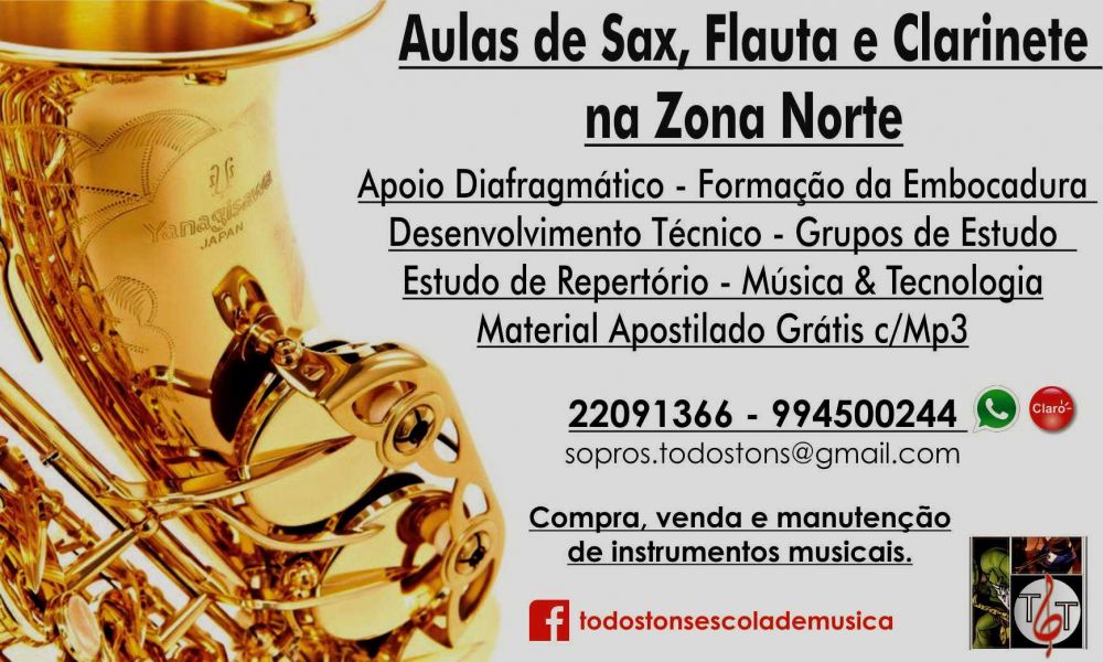 Aulas de Sax e Clarinete na zona norte na região do Tucuruvi 