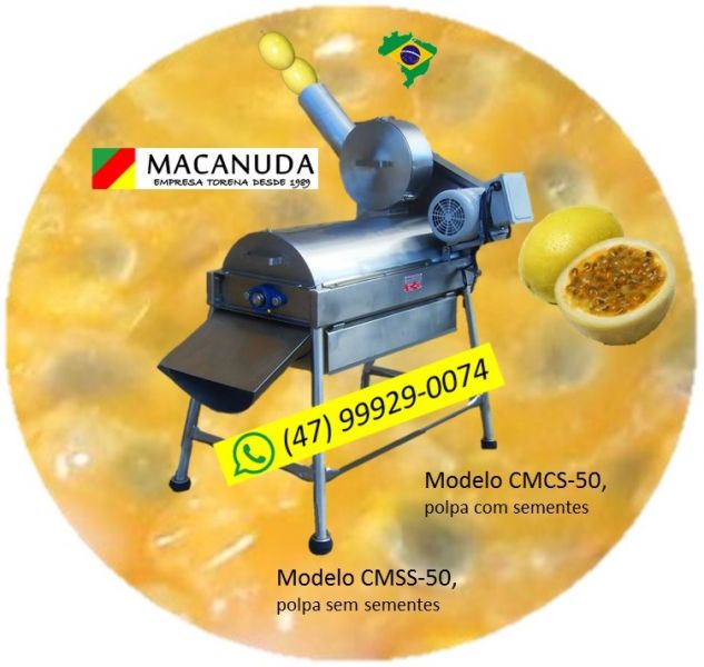 Máquina para cortar e despolpar maracujá, marca Macanuda
