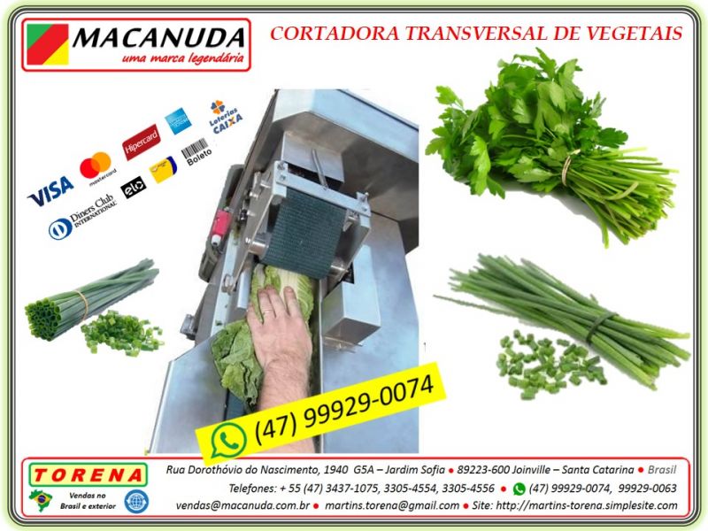 Máquina automática com esteira para cortar tempero verde, marca Macanuda