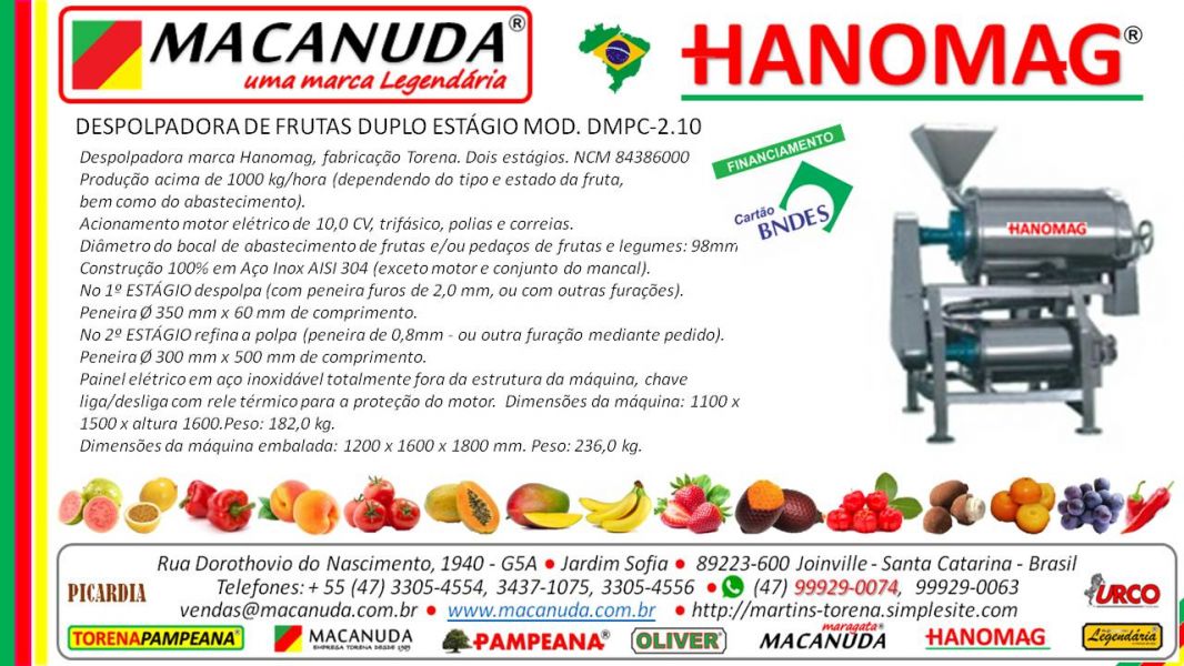 Extrator de Polpa de Frutas Despolpadeiras MACANUDA