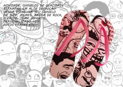 chinelos casamentos, times, memes, bandas de rock, e personalizados