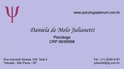Daniela Julianetti - Psicóloga - Consultório de Psicologia no Tatuapé 