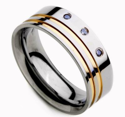 Par de Aliança de Compromisso com Ouro e Zircônias