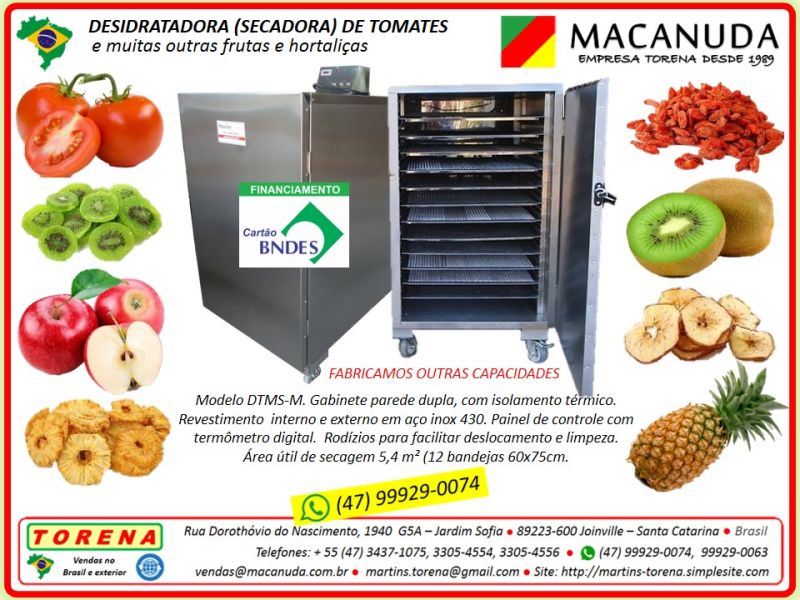 Desidratadora Industrial de Tomates, marca Macanuda