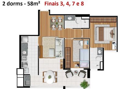 Apartamentos de 2 ou 3 dormitórios com 1 suíte,varanda gourmet integrada a cozinha e 2 vagas
